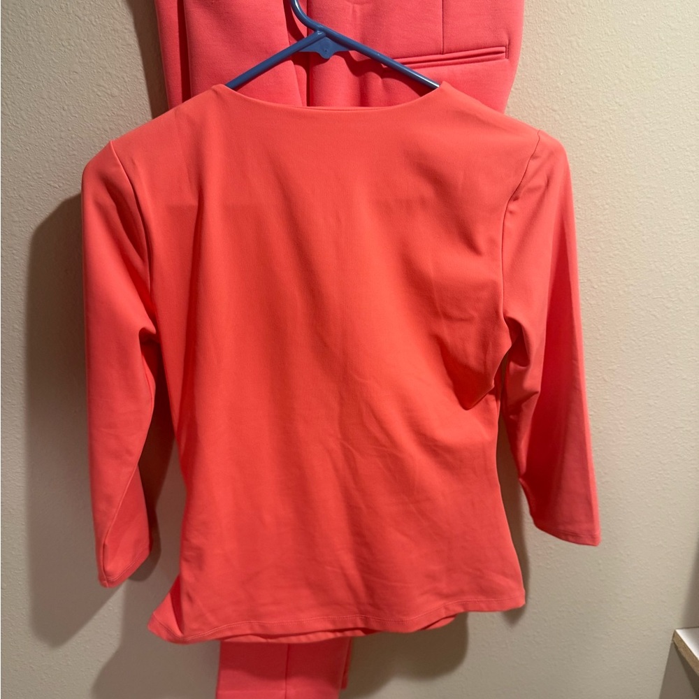 Ann Taylor Vibrant Coral Top and Pants Set  2 Petite - Picture 2 of 8